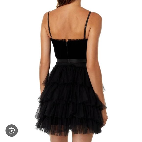 Betsy & Adam Short Velvet Mesh Party Black A-Line Mini Dress Size 8 NEW WITH TAG - Picture 3 of 10